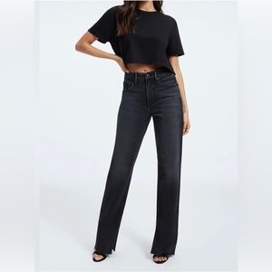 NWT Good American Icon Straight Jeans with slit inside hem